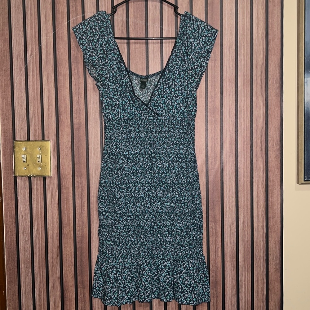 Wild Fable Green and Blue Ruffled Bodycon Mini Dress